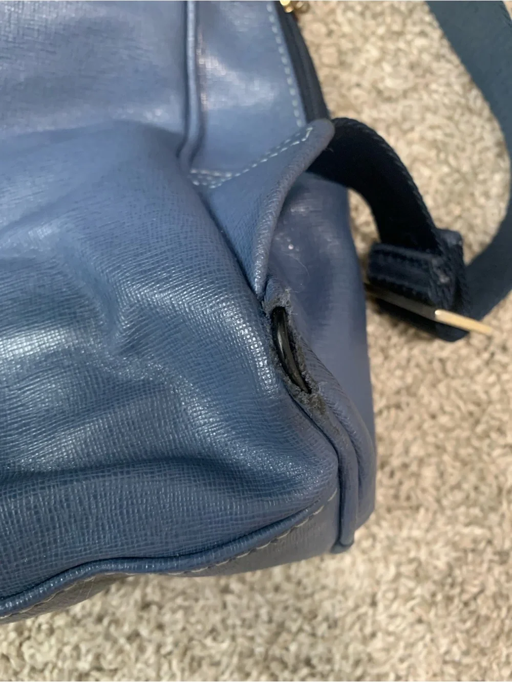 Mario Hernandez Butterfly Genuine Leather Blue Backpack
